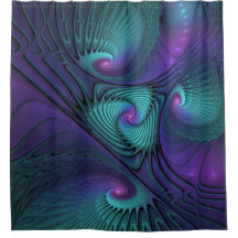 パープルとターコイズモダン抽象芸術のフラクタル・アート