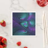 パープルとターコイズモダン抽象芸術のフラクタル・アート スタンダードカクテルナプキン (インサイチュ)