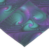 パープルとターコイズモダン抽象芸術のフラクタル・アート テーブルクロス (アングル)