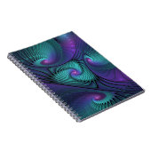 パープルとターコイズモダン抽象芸術のフラクタル・アート ノートブック (右側)