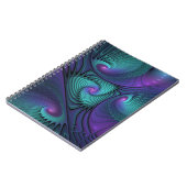 パープルとターコイズモダン抽象芸術のフラクタル・アート ノートブック (左側)