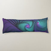 パープルとターコイズモダン抽象芸術のフラクタル・アート ボディピロー (裏面)