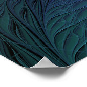 パープルとターコイズモダン抽象芸術のフラクタル・アート ポスター (角)