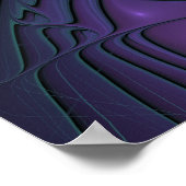 パープルとターコイズモダン抽象芸術のフラクタル・アート ポスター (角)