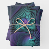 パープルとターコイズモダン抽象芸術のフラクタル・アート ラッピングペーパーシート (インサイチュ)