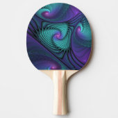 パープルとターコイズモダン抽象芸術のフラクタル・アート 卓球ラケット (正面)