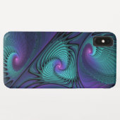 パープルとターコイズモダン抽象芸術のフラクタル・アート Case-Mate iPhoneケース (裏面(横))
