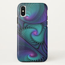 パープルとターコイズモダン抽象芸術のフラクタル・アート