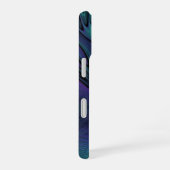 パープルとターコイズモダン抽象芸術のフラクタル・アート iPhone 16ケース (右側面)