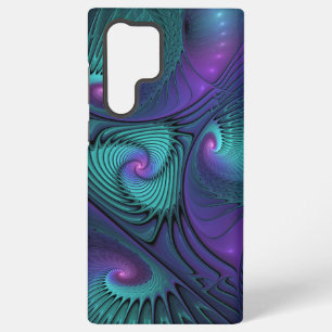 パープルとターコイズモダン抽象芸術のフラクタル・アート SAMSUNG GALAXY S22 ULTRAケース