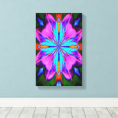 パープルとターコイズ抽象芸術 キャンバスプリント (インサイチュ (ウッドフロア))