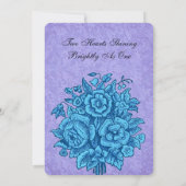 パープルとターコイズ ヴィンテージ フラワー ウェディング V31 招待状 (裏面)