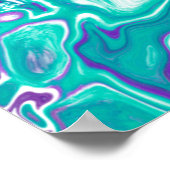 パープルとティール（緑がかった色）の流体アートマーブルのような引用文 ポスター (角)