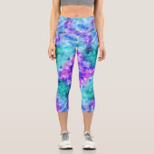 パープルとティール（緑がかった色）クリスタルかわいらし- Caprisレギンス カプリレギンス (正面)