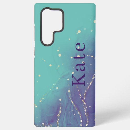 パープルとティール（緑がかった色）グラムシック SAMSUNG GALAXYケース (裏面)