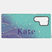 パープルとティール（緑がかった色）グラムシック SAMSUNG GALAXYケース (裏面横)