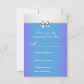 パープルとティール（緑がかった色）ブルーキンセアニェラRSVP 出欠カード (裏面)