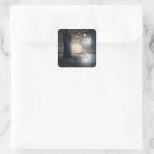 パープルとティール(緑がかった色)ブルートンフライ スクエアシール (バッグ)