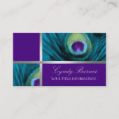 パープルとティール（緑がかった色）ブルーピーコック 名刺 (正面)