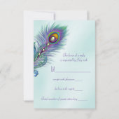 パープルとティール（緑がかった色）ブルーピーコックRSVP 出欠カード (裏面)