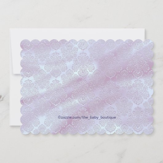 パープルとティール（緑がかった色）ブルーベビーバスベビーシャワー 招待状 (裏面)