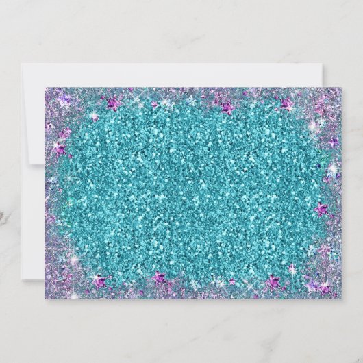 パープルとティール(緑がかった色)ブロンドMermaid誕生日パーティー 招待状 (裏面)