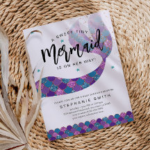 パープルとティール（緑がかった色）マーメイドベビーシャワー