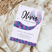 パープルとティール（緑がかった色）マーメイド誕生日パーティー