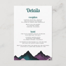 パープルとティール（緑がかった色）結婚山脈 エンクロージャーカード