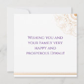 パープルとバラ金ゴールドオーナメントハッピーディワリ  カード (裏面)