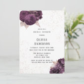 パープルとバラ金ゴールド牡丹グリッターブライダルシャワー 招待状 (スタンド正面)