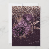 パープルとバラ金ゴールド牡丹グリッターブライダルシャワー 招待状 (裏面)