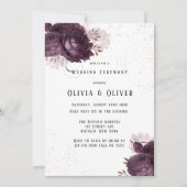 パープルとバラ金ゴールド牡丹ライトグリッター結婚ズ 招待状 (正面)