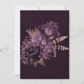 パープルとバラ金ゴールド牡丹ライトグリッター結婚ズ 招待状 (裏面)