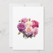 パープルとパープルの花のブライダルシャワー 招待状 (裏面)