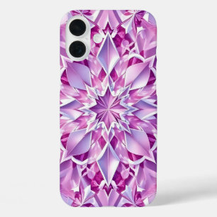 パープルとピンクのクリスタルエフェクト iPhone 16 PLUSケース