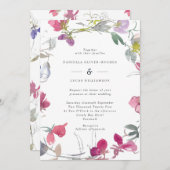 パープルとピンクのスイートピー結婚式招待状 招待状 (正面/裏面)