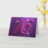 パープルとピンクのスイート16の誕生日カード カード (黄色い花)
