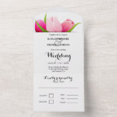 パープルとピンクのチューリップのウェディング オールインワン招待状 (内側)