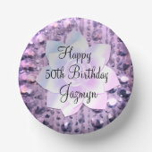 パープルとピンクのビーエレガントズ誕生日 ペーパーボウル (正面)