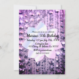 パープルとピンクのビーエレガントズ誕生日 招待状