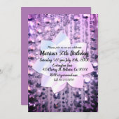 パープルとピンクのビーエレガントズ誕生日 招待状 (正面/裏面)
