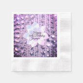 パープルとピンクのビーエレガントズ誕生日 縁ありカクテルナプキン (正面)