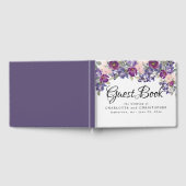 パープルとピンクのフローラ結婚のゲストブック ゲストブック (全面)