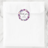 パープルとピンクのフローラ結婚式の引き出物ありがとう ラウンドシール (バッグ)