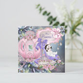 パープルとピンクのプリンセスベビーシャワー 招待状 (スタンド正面)