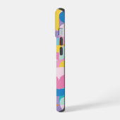 パープルとピンクの幾何学模様 iPhone 15ケース (左側面)