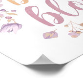 パープルとピンクの花のゴールドスクリプト ポスター (角)