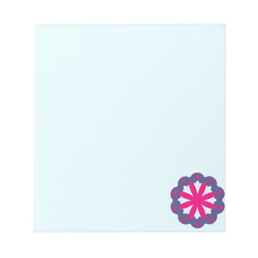 パープルとピンクの花の形のイラスト ノートパッド (正面)