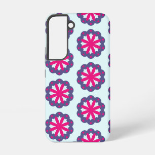 パープルとピンクの花の形のイラスト  SAMSUNG GALAXY S22ケース